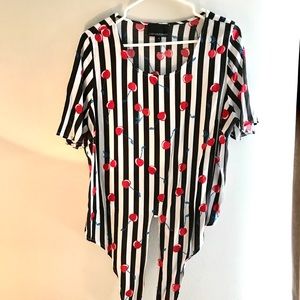 Cherry stripe tie top